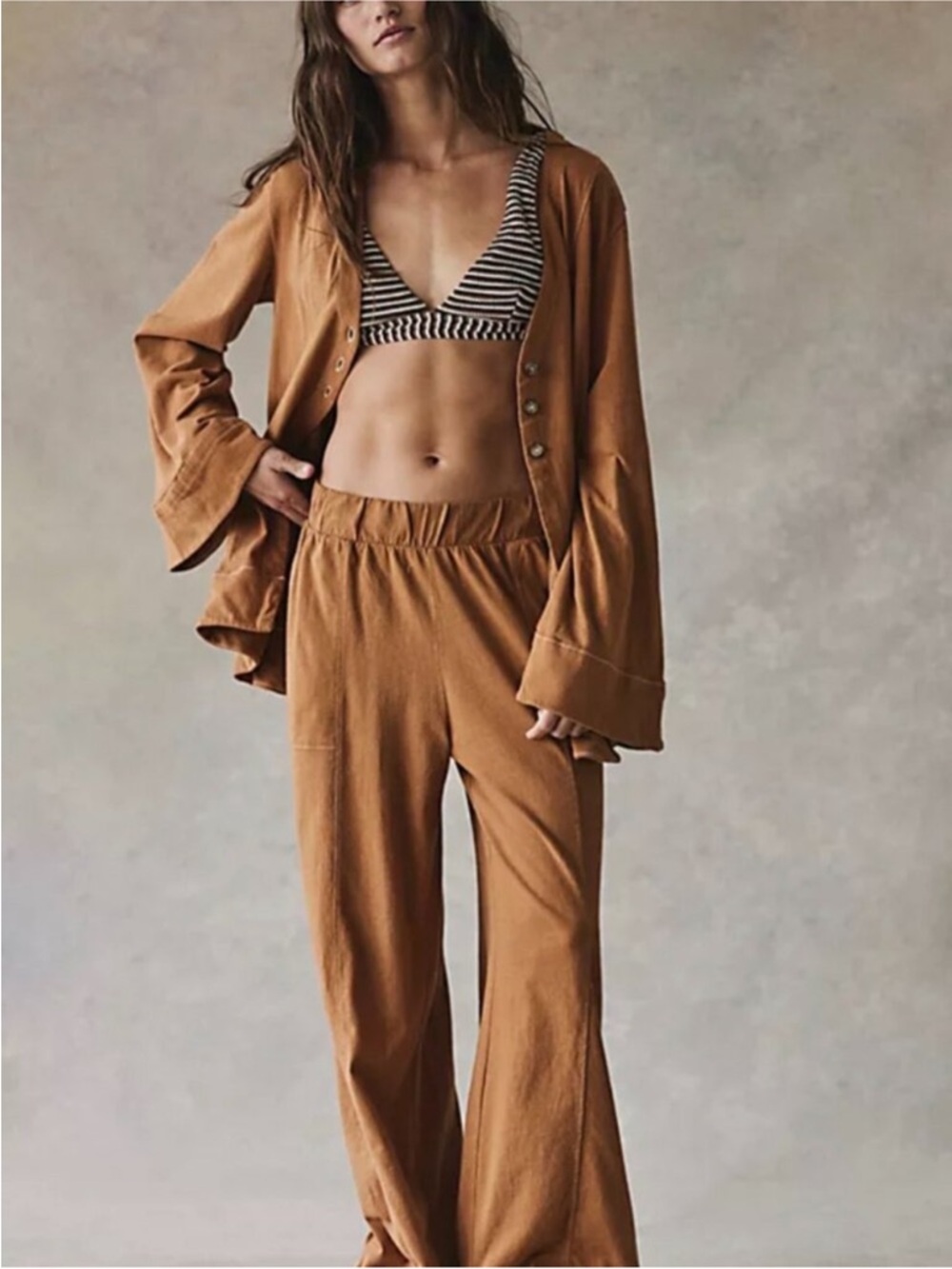 NWT Free People Strada Pant Set - Spice Brown
